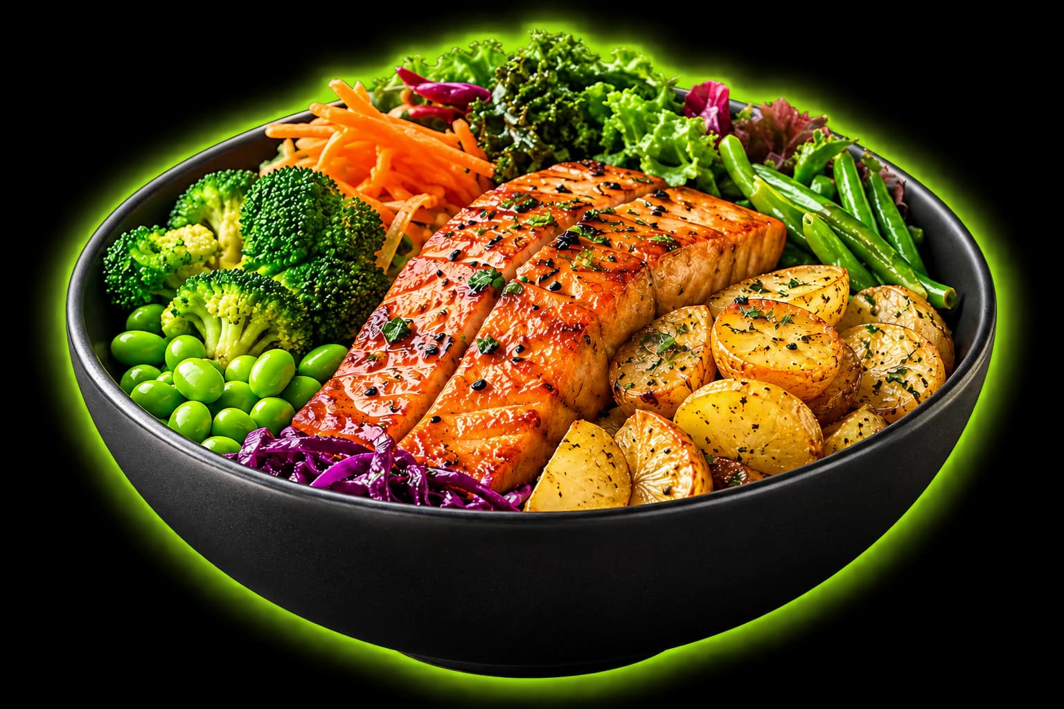 Zalm met aardappelen en groenten